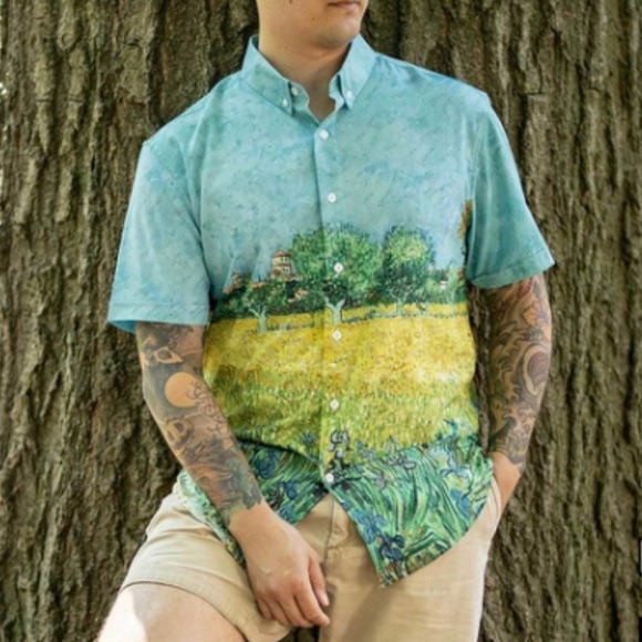 RSVLTS Other - RSVLTS Van Gogh Museum Series Field With Irises near Arles Button-Up Shirt,Large